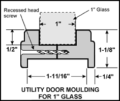 Utility Door Moulding for 1" Glass